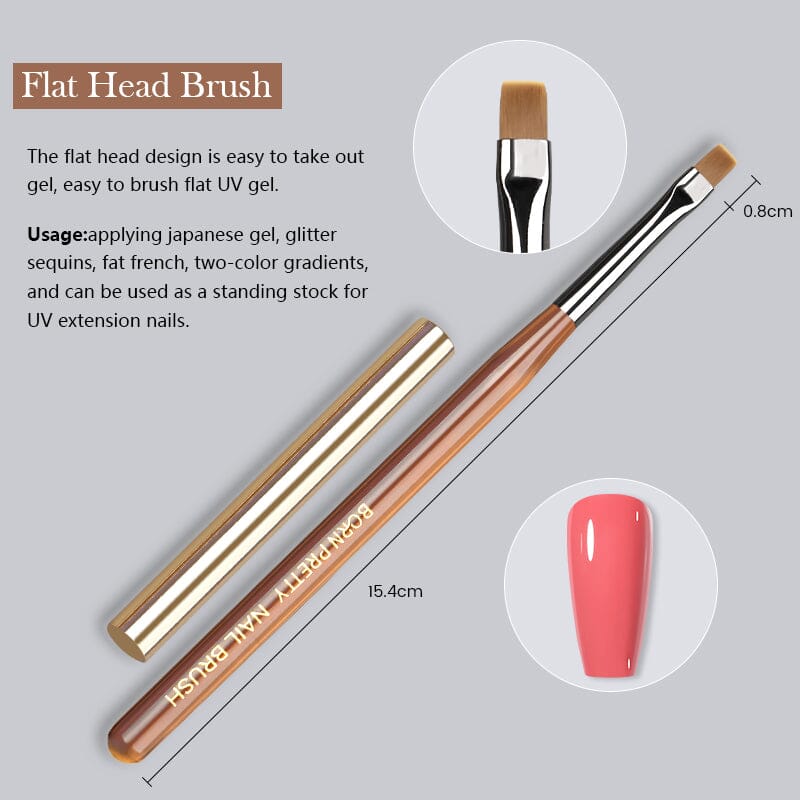 Acrylic UV Nail Brush Tools & Accessories BORN PRETTY Flat Head Brush 