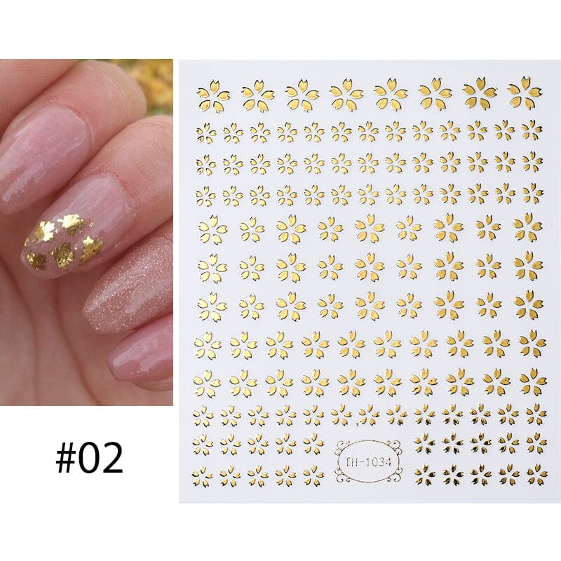 Gradient Flower Star 3D Nail Sticker Nail Sticker No Brand #02 TH-1034 