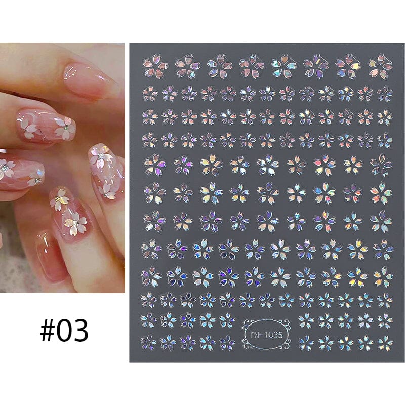 Gradient Flower Star 3D Nail Sticker Nail Sticker No Brand #03 TH-1035 