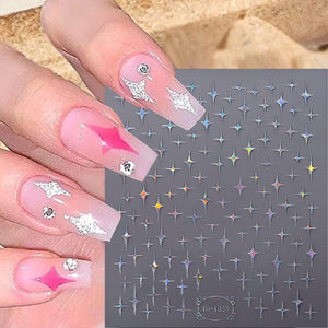Gradient Flower Star 3D Nail Sticker Nail Sticker No Brand 