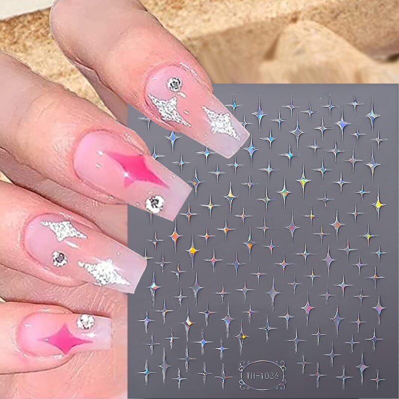 Gradient Flower Star 3D Nail Sticker Nail Sticker No Brand 