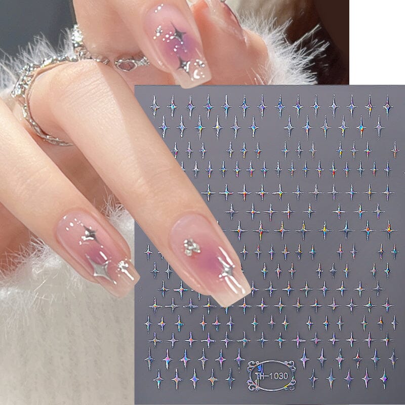 Gradient Flower Star 3D Nail Sticker Nail Sticker No Brand 