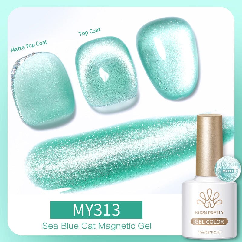 Sea Blue Cat Magnetic Gel Polish 10ml Gel Nail Polish BORN PRETTY MY313 