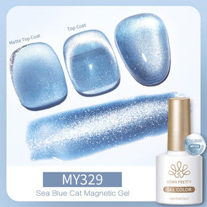 Sea Blue Cat Magnetic Gel Polish 10ml Gel Nail Polish BORN PRETTY MY329 