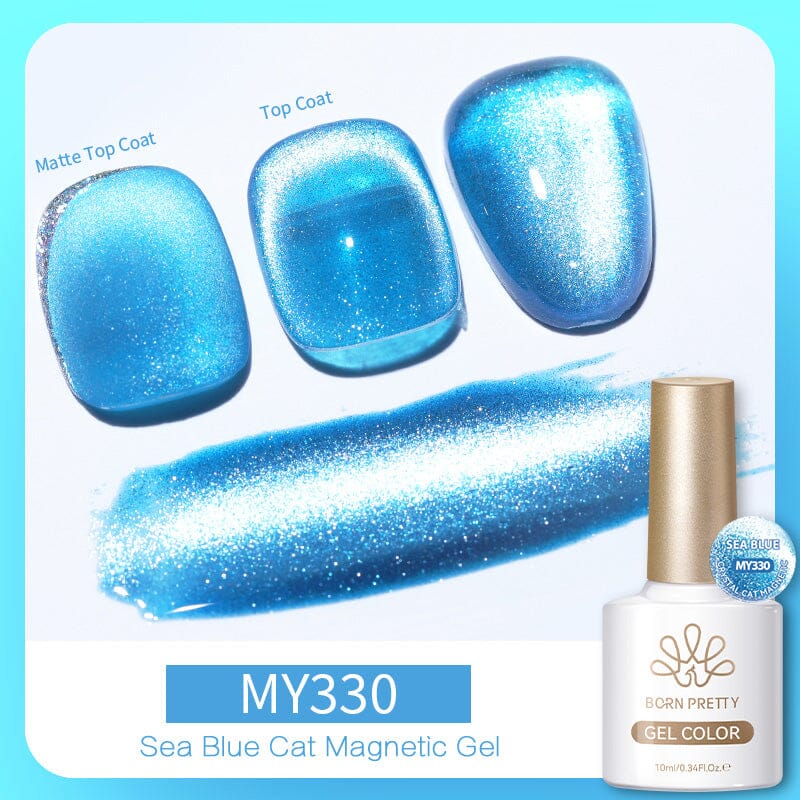 Sea Blue Cat Magnetic Gel Polish 10ml Gel Nail Polish BORN PRETTY MY330 