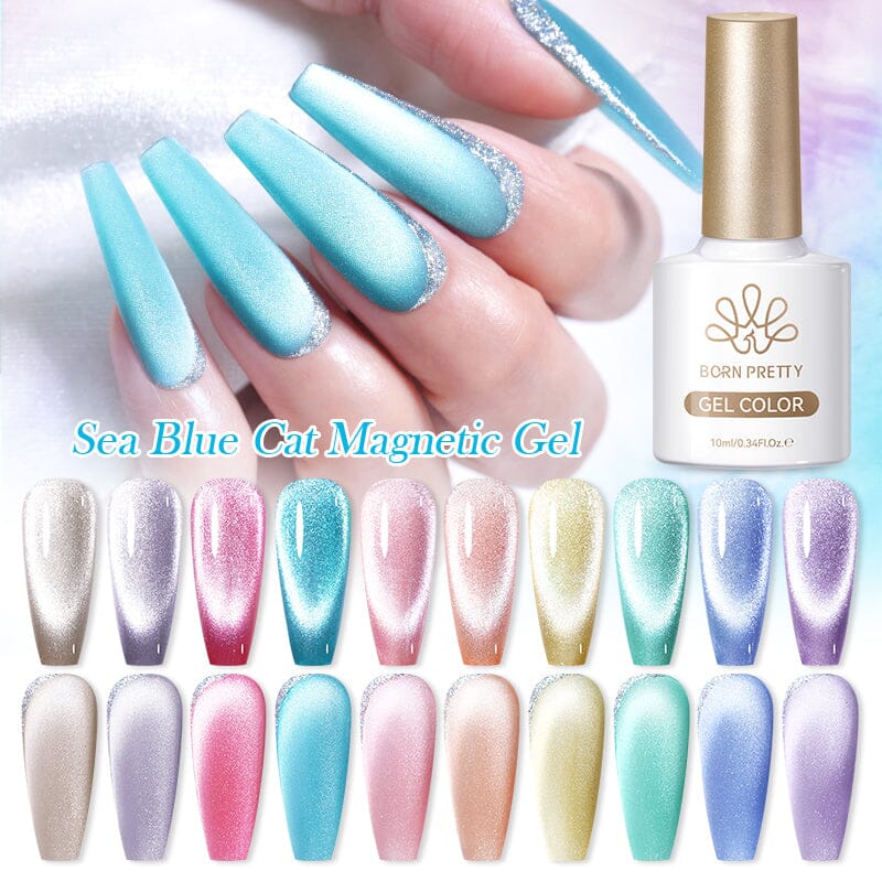 Crystal Cat Magnetic Gel Sea Blue Series 10ml Gel Nail Polish BORN PRETTY 