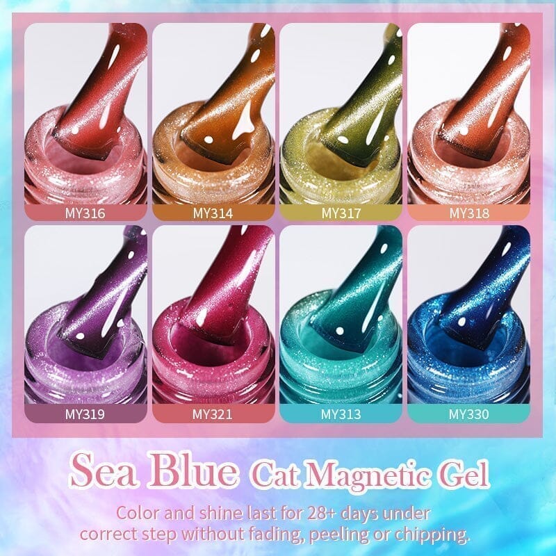 Crystal Cat Magnetic Gel MY316 Sea Blue 10ml Gel Nail Polish BORN PRETTY 