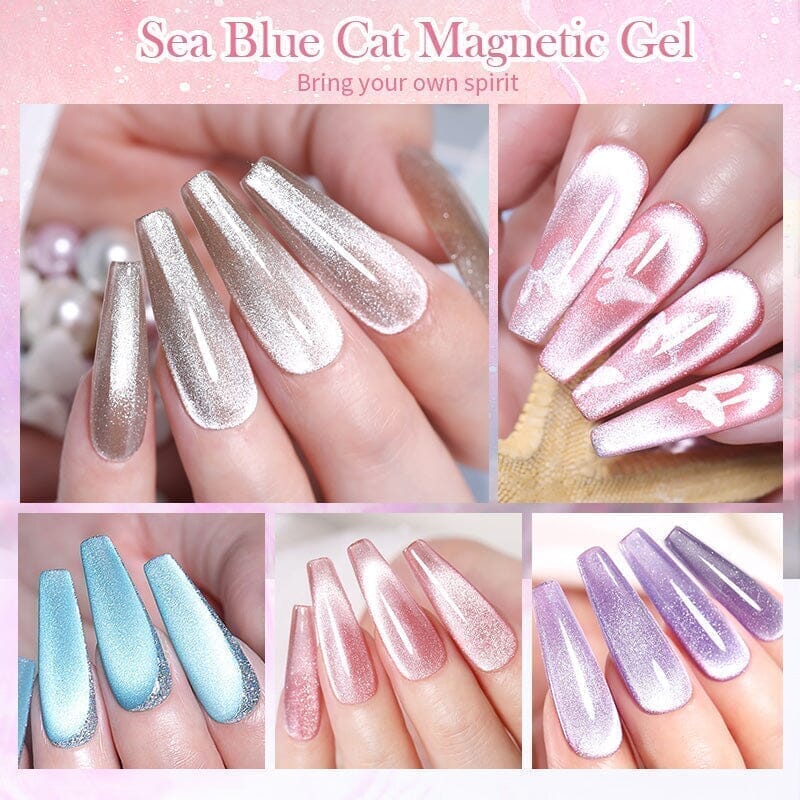 Crystal Cat Magnetic Gel MY321 Sea Blue 10ml Gel Nail Polish BORN PRETTY 