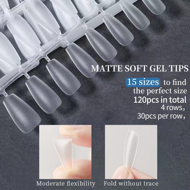 120pcs Full Cover Matte Soft Gel Tips False Nails Nail Tips KOSKOE 