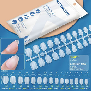 120pcs Full Cover Matte Soft Gel Tips False Nails Nail Tips KOSKOE S Oval 