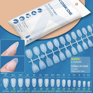 120pcs Full Cover Matte Soft Gel Tips False Nails Nail Tips KOSKOE S Almond 