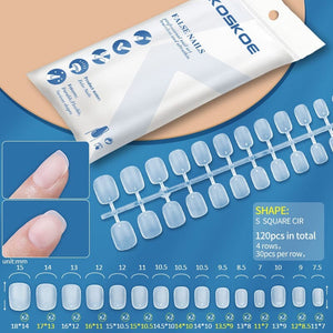 120pcs Short Square Round Matte Soft Gel Tips False Nails 04 Nail Tips KOSKOE 