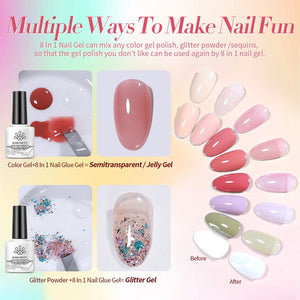 46 Colors Gel with 6pcs Function Gel Set Color Party 6ml Gel Nail Polish BORN PRETTY 