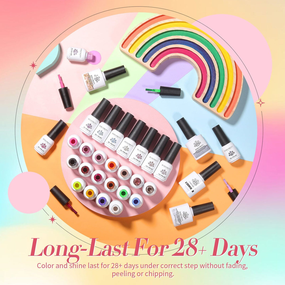 46 Colors Gel with 6pcs Function Gel Set Color Party 6ml Gel Nail Polish BORN PRETTY 