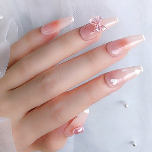 50Pcs Resin Pearl Flatbottom 3D Nail Decoration Heart Butterfly Bowknot Random Color Mixed Nail Decoration No Brand 