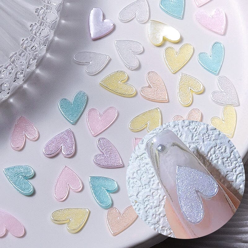 50Pcs Resin Pearl Flatbottom 3D Nail Decoration Heart Butterfly Bowknot Random Color Mixed Nail Decoration No Brand 