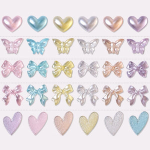 50Pcs Resin Heart 3D Nail Decoration Random Color Nail Decoration No Brand 