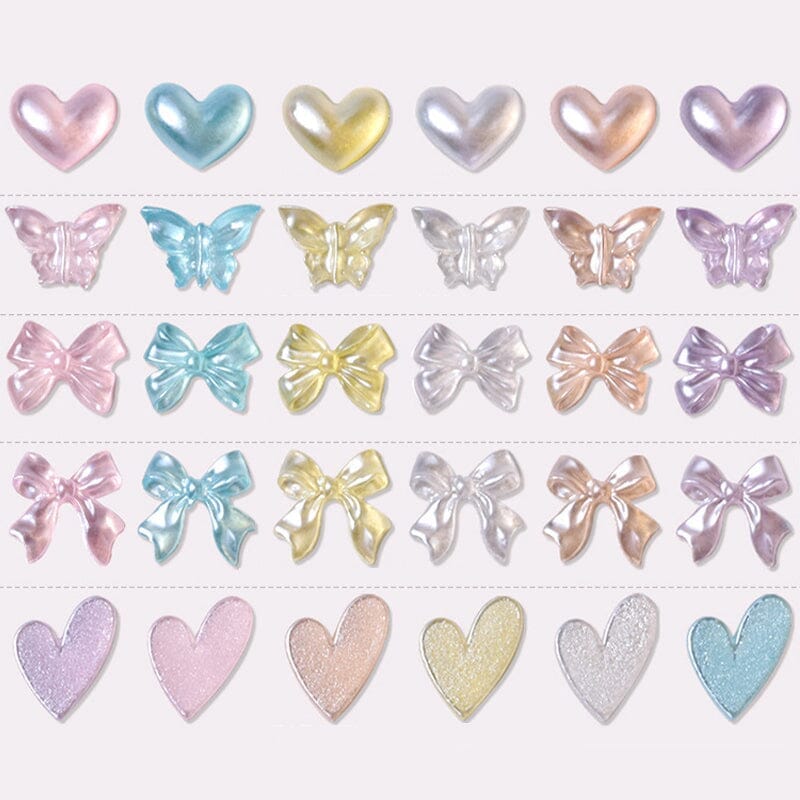 50Pcs Resin Heart 3D Nail Decoration Random Color Nail Decoration No Brand 