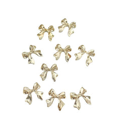 10pcs Décoration Ongles Nœud Papillon Or Argent Alliage