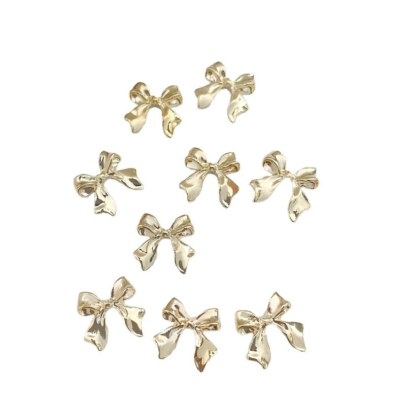 10pcs Décoration Ongles Nœud Papillon Or Argent Alliage