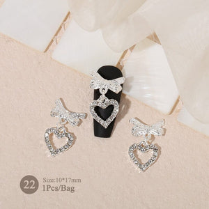 Butterfly Heart Metal Rhinestones Pearl Nail Decoration Nail Decoration No Brand 22 