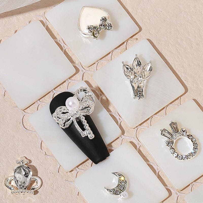 Silver Heart Metal Rhinestones Nail Decoration 09 Nail Decoration BORN PRETTY 