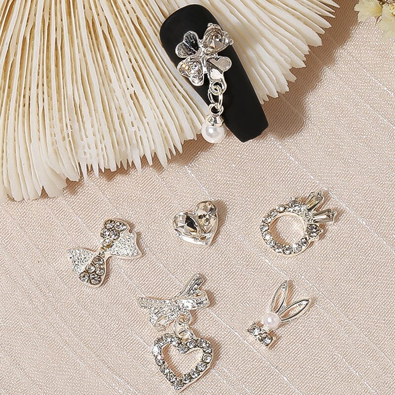 Silver Heart Metal Rhinestones Nail Decoration 09 Nail Decoration BORN PRETTY 