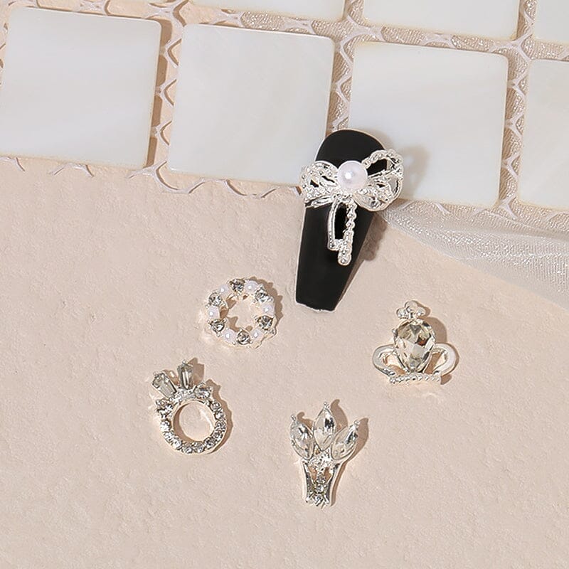 Silver Heart Metal Rhinestones Nail Decoration 09 Nail Decoration BORN PRETTY 