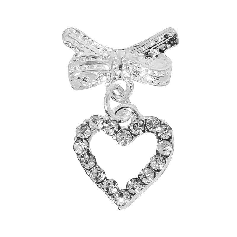 Silver Bowknot Ring Metal Rhinestone Nail Decoration 05 Nail Decoration BORN PRETTY 