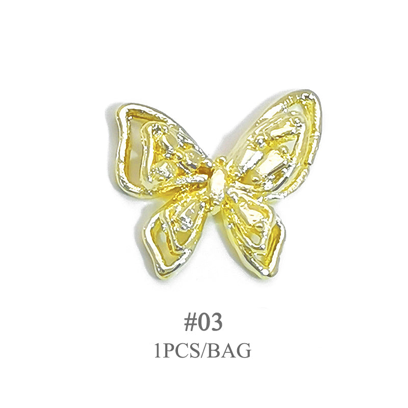 Butterfly Opal Rhinestones Pearl Alloy Nail Decoration #03