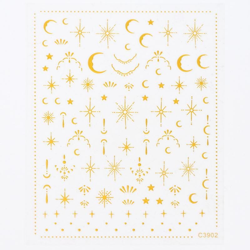 Gold Moon Stars 3D Nail Sticker C3902 Nail Sticker No Brand 