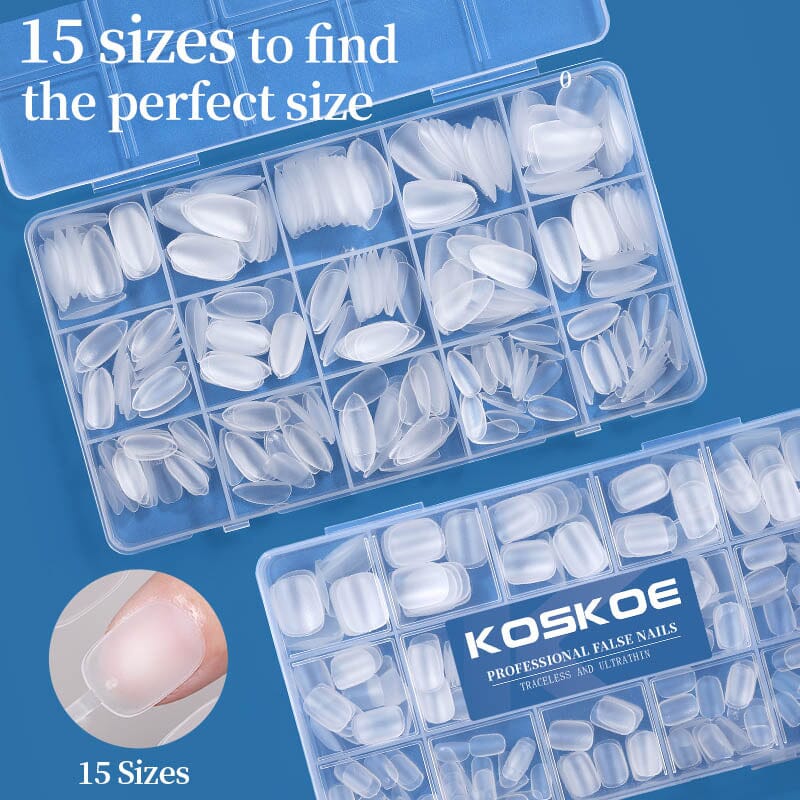 300pcs Matte Soft Gel Tips False Nails Full Cover Short Nail Tips KOSKOE 