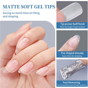 300pcs Matte Soft Gel Tips False Nails Full Cover Short Nail Tips KOSKOE 