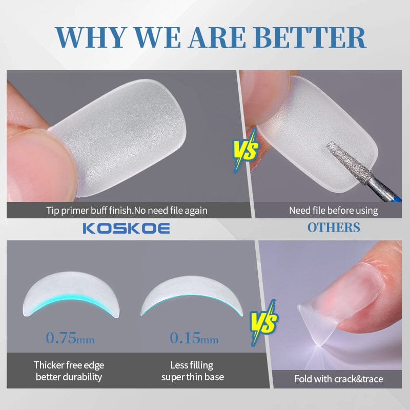 300pcs Matte Soft Gel Tips False Nails Full Cover Short Nail Tips KOSKOE 