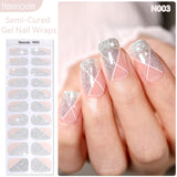 20 Tips Semi-Cured Gel Nail Strips N001-N020 Nail Sticker Harunouta N003 