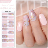 20 Tips Semi-Cured Gel Nail Strips N001-N020 Nail Sticker Harunouta N007 