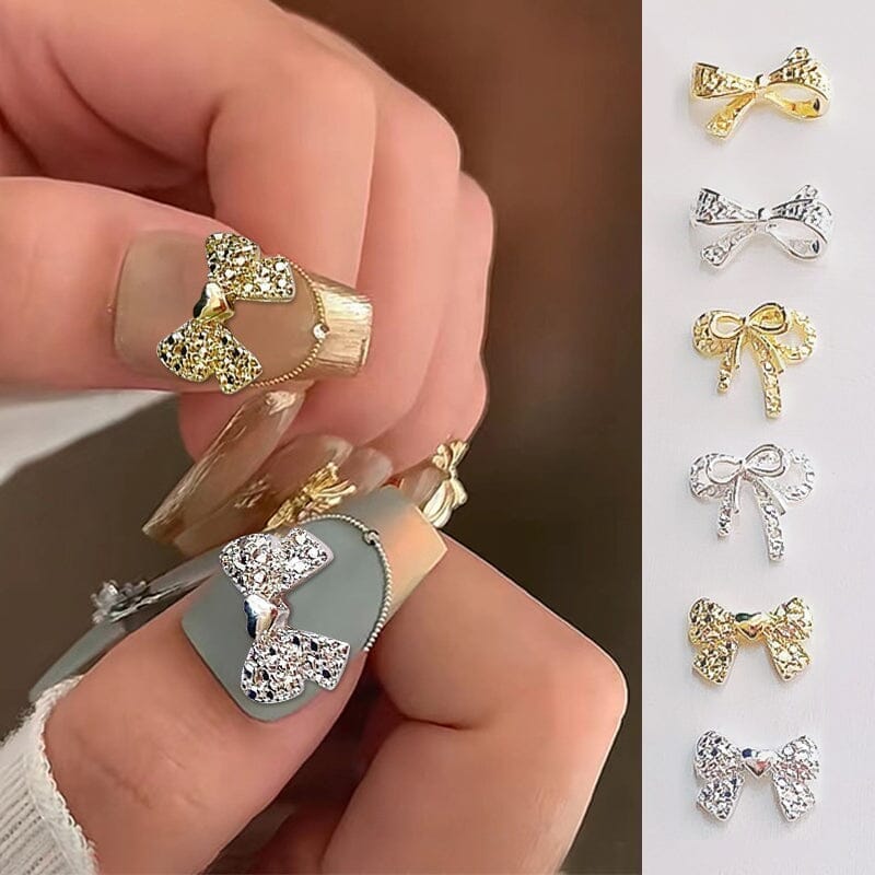 Gold Bowknot Metal Rhinestones Nail Art Decoration 05 Nail Decoration BORN PRETTY 