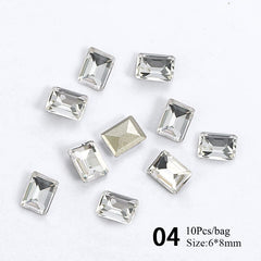 10pcs #04 6*8mm Transparent Irregular-Shaped Rhinestones Nail Art No Brand 