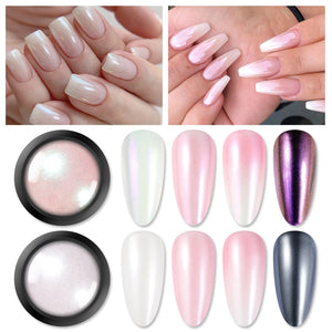2 Boxes White Pink Pearl Nail Powder Set Nail Powder BORN PRETTY 