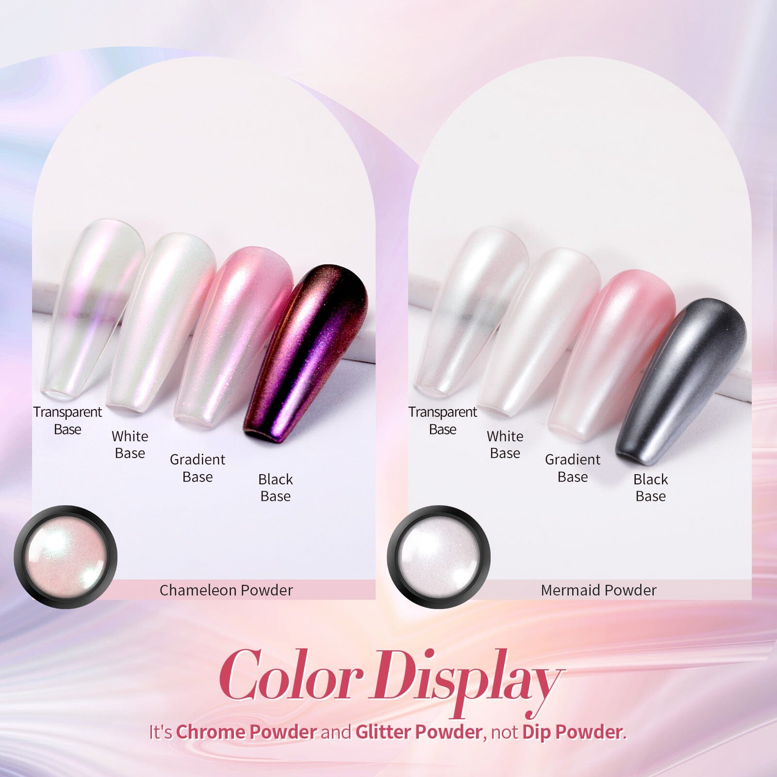 2 Boxes White Pink Pearl Nail Powder Set Nail Powder BORN PRETTY 