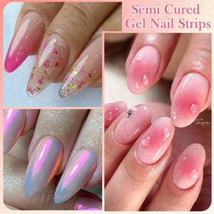 20 Tips Semi-Cured Gel Nail Strips N021-N040 Nail Sticker Harunouta 