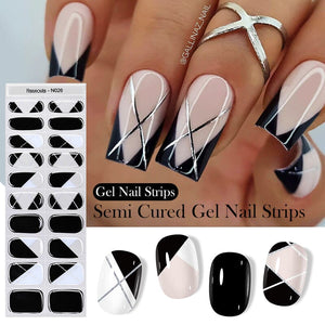 20 Tips Semi-Cured Gel Nail Strips N021-N040 Nail Sticker Harunouta 