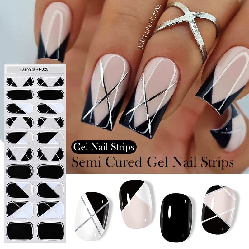 20 Tips Semi-Cured Gel Nail Strips N021-N040 Nail Sticker Harunouta 