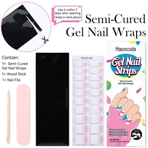 20 Tips Semi-Cured Gel Nail Strips N021-N040 Nail Sticker Harunouta 