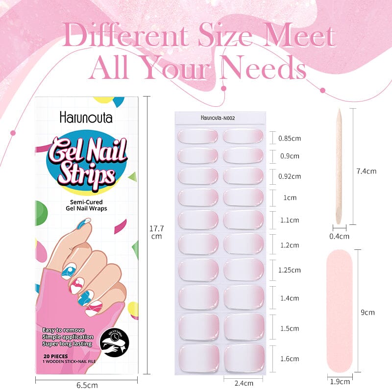 20 Tips Semi-Cured Gel Nail Strips N021-N040 Nail Sticker Harunouta 