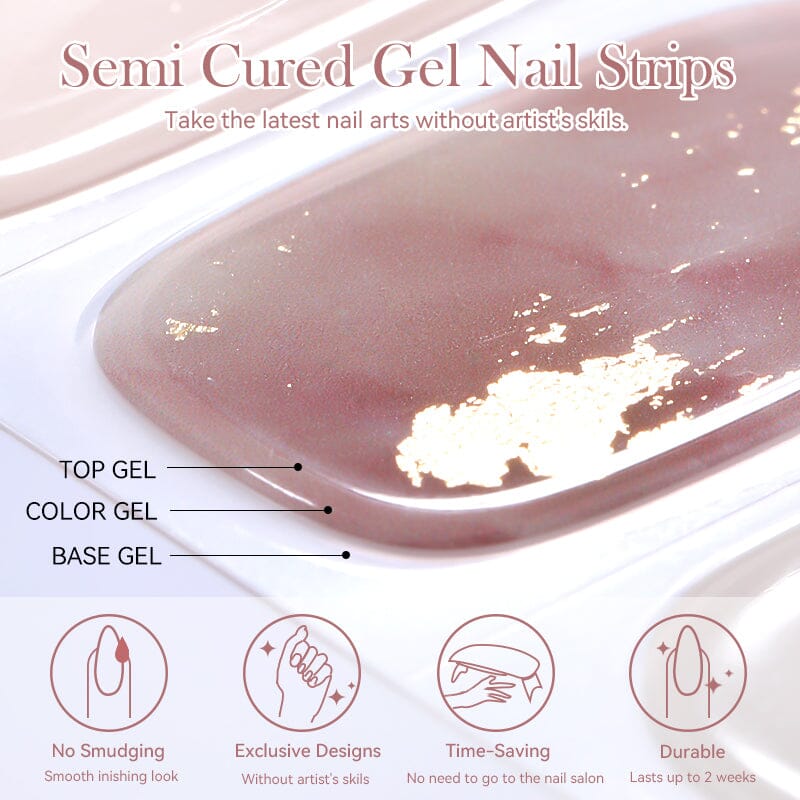 20 Tips Semi-Cured Gel Nail Strips N021-N040 Nail Sticker Harunouta 