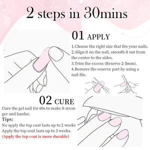 20 Tips Semi-Cured Gel Nail Strips N021-N040 Nail Sticker Harunouta 