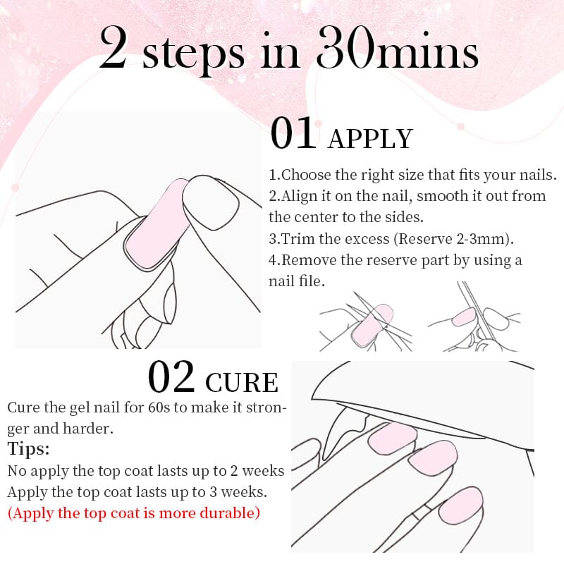 20 Tips Semi-Cured Gel Nail Strips N021-N040 Nail Sticker Harunouta 