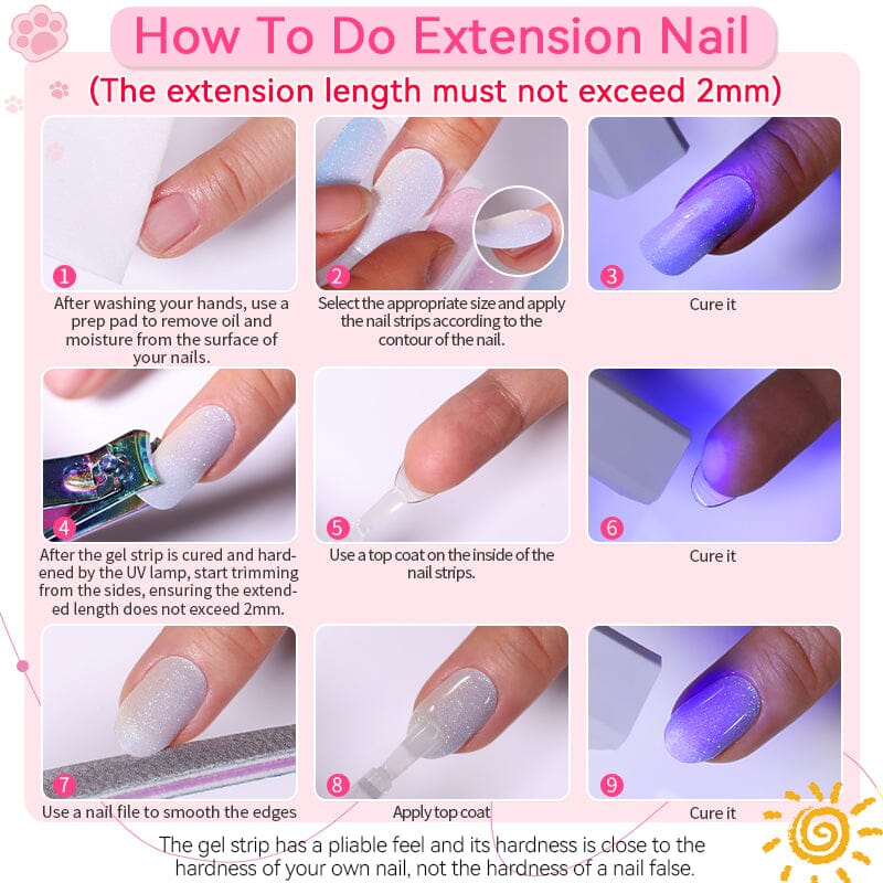 20 Tips Semi-Cured Gel Nail Strips N021-N040 Nail Sticker Harunouta 