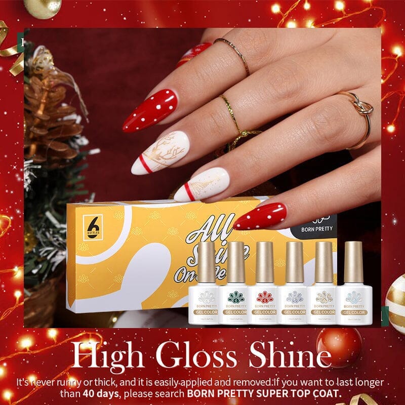 6 Colors Christmas Gel Polish Set 28 10ml Kits & Bundles BORN PRETTY 